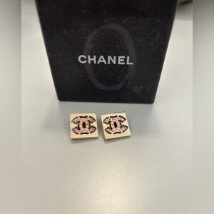 Chanel Pink Rhinestone Earrings